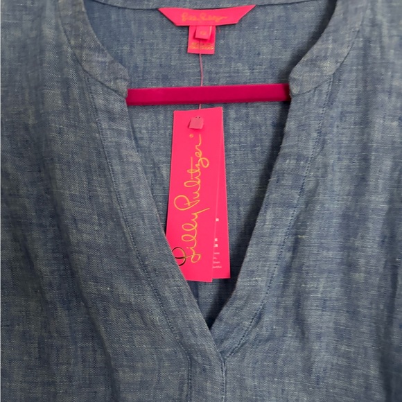 NWT Lilly Pulitzer Women’s Linen Blue Casual Casual Top Size 12 - Picture 2 of 6
